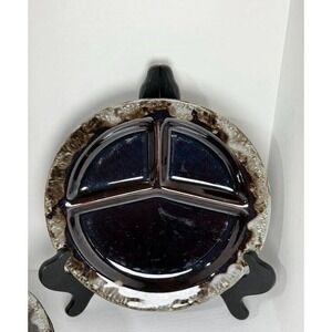 Vintage Grill Plates Brown Drip Ware Redware Stoneware Dinnerware